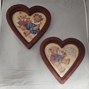 Heart-Shaped Patriotic Bear Wall Decor Vintage Home Interiors
